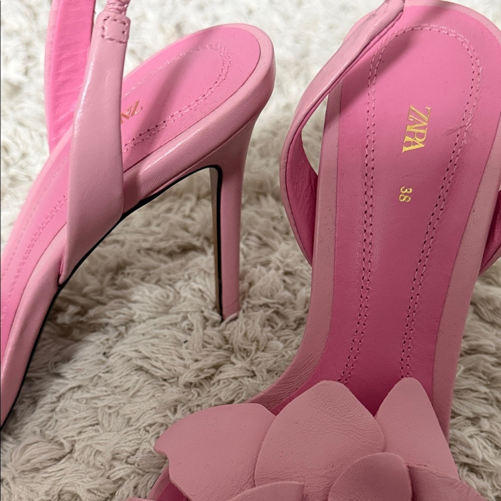 Zara Pink Floral Heels - Picture 2 of 3